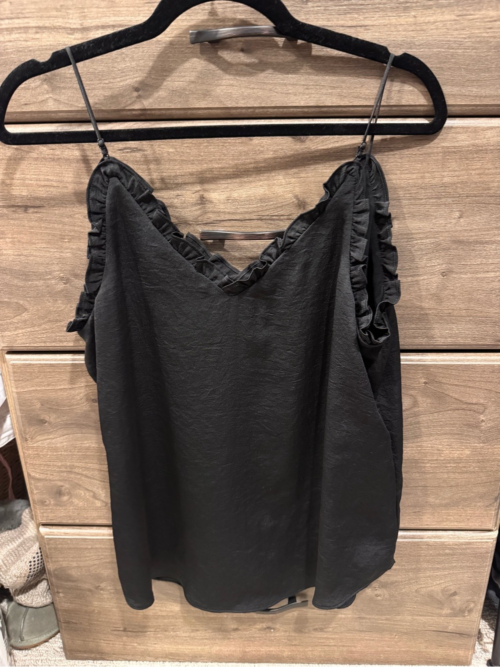 Express Black Ruffle-Trim Top - Picture 3 of 3